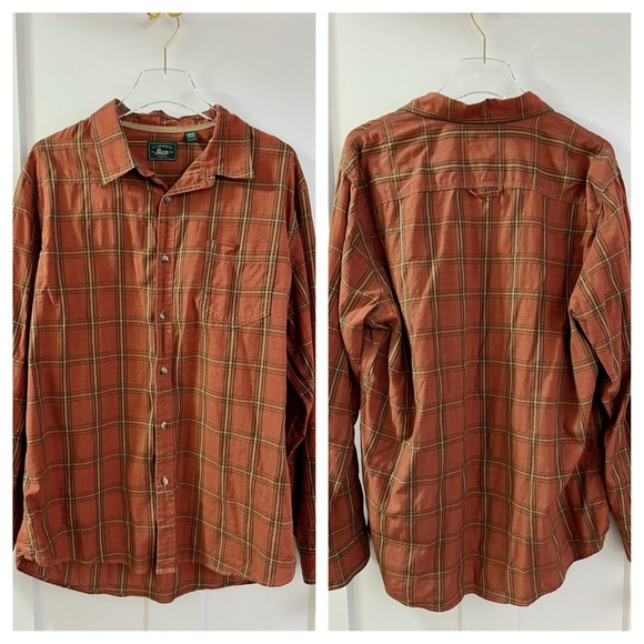 Bass Burnt Orange Plaid Flannel Button Down Shirt - Picture 8 of 10